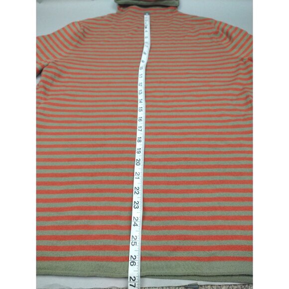 Duluth Trading L Turtleneck Striped Sweater Shirt Coolmax Long Sleeve Red Tan - Picture 7 of 7